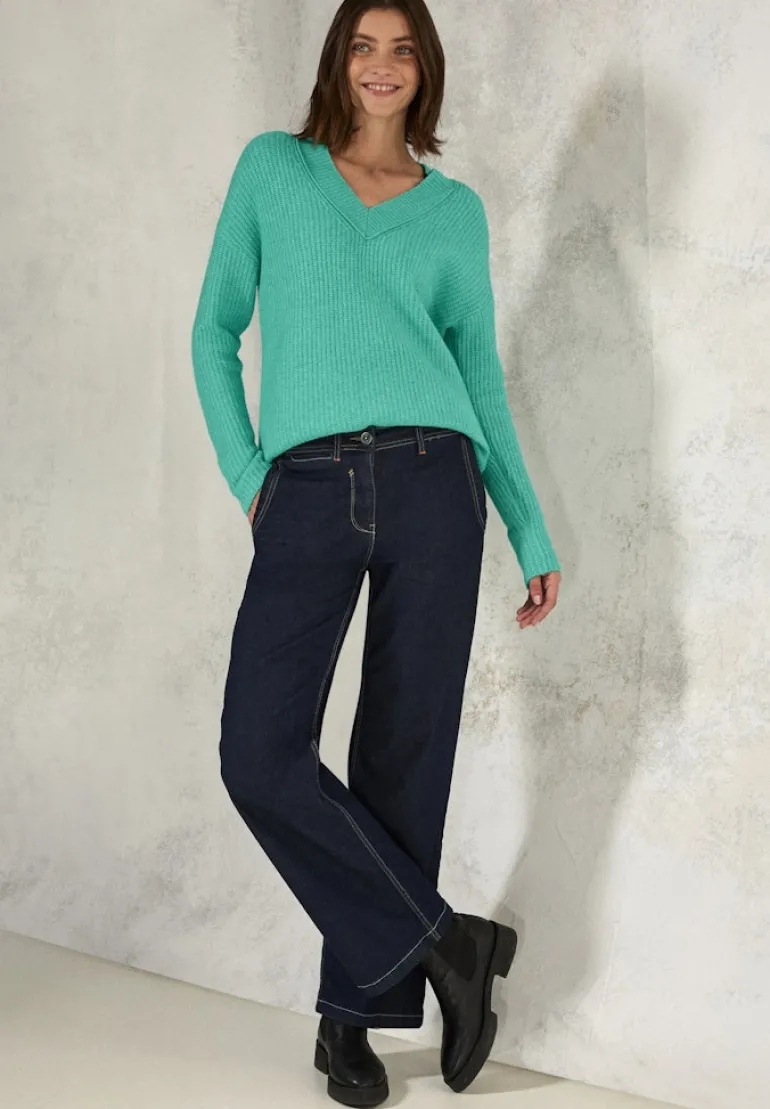 Pullover mit V-Ausschnitt aventurine green melange