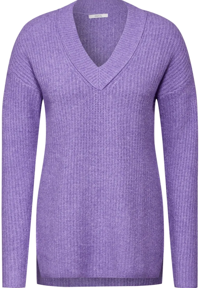 Pullover mit V-Ausschnitt gentle lilac melange