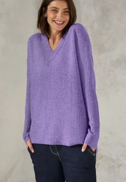 Pullover mit V-Ausschnitt gentle lilac melange