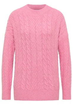 Pullover mit Zopfmuster dark blossom melange