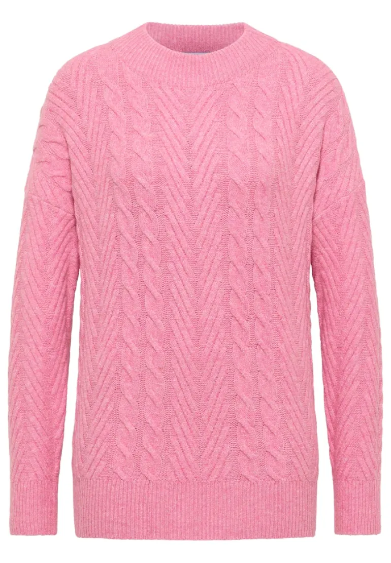 Pullover mit Zopfmuster dark blossom melange