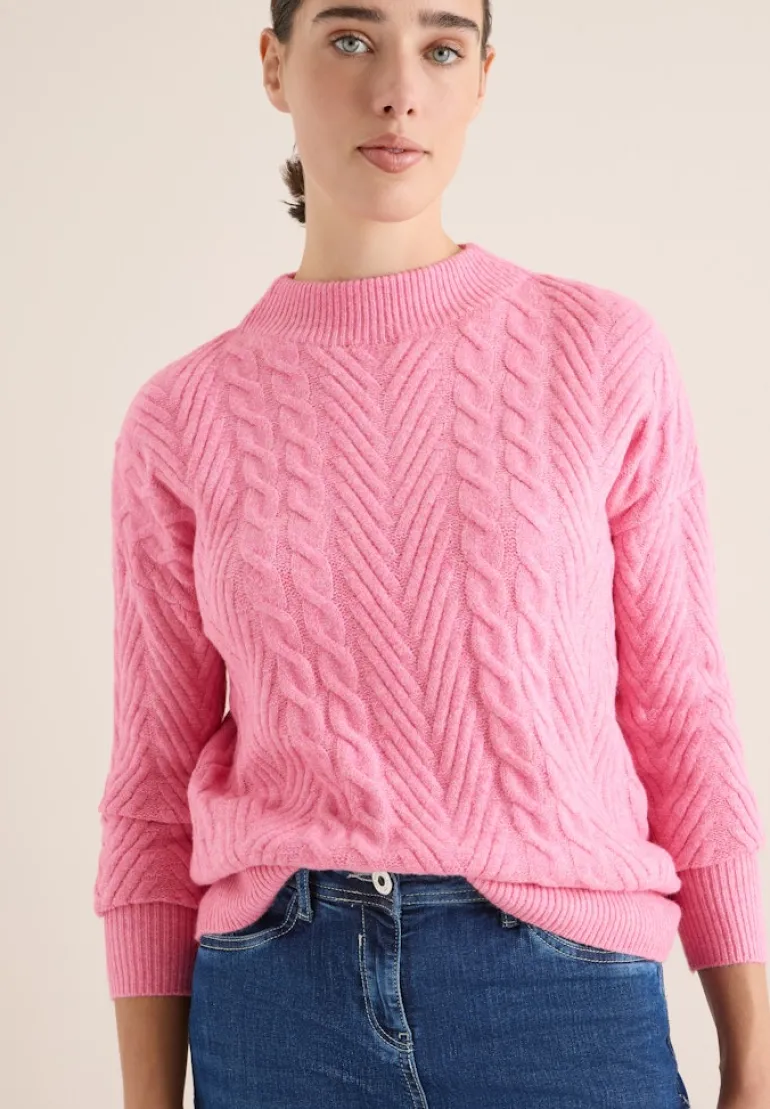 Pullover mit Zopfmuster dark blossom melange