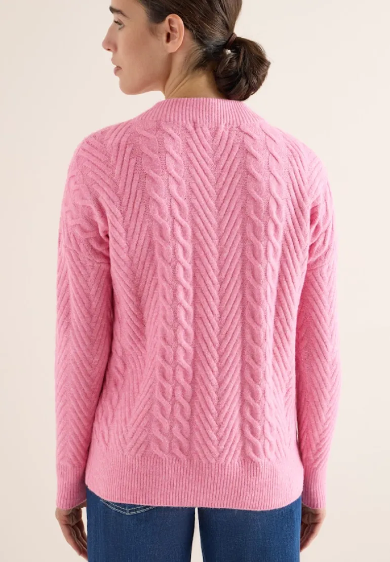 Pullover mit Zopfmuster dark blossom melange