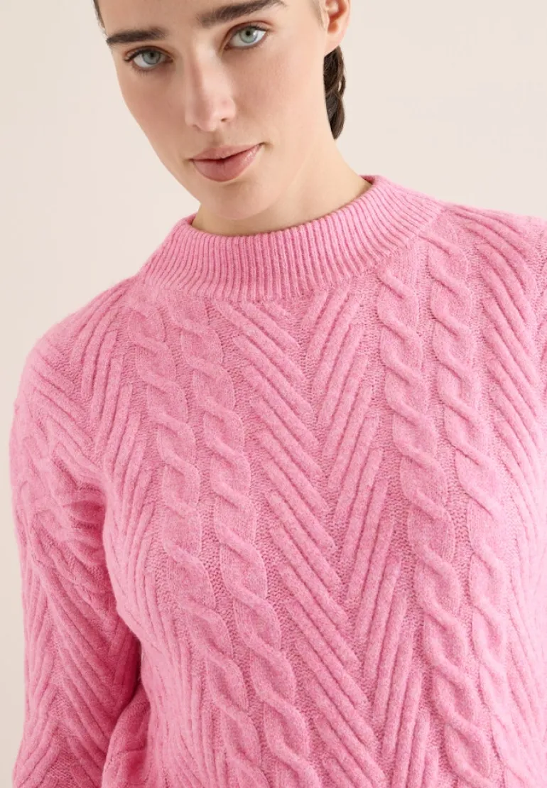 Pullover mit Zopfmuster dark blossom melange