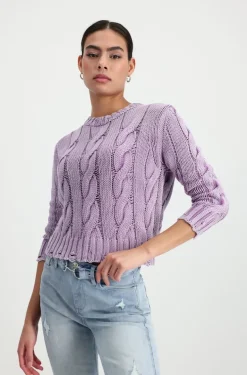 Pullover mit Zopfmuster lavender rose