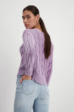 Pullover mit Zopfmuster lavender rose