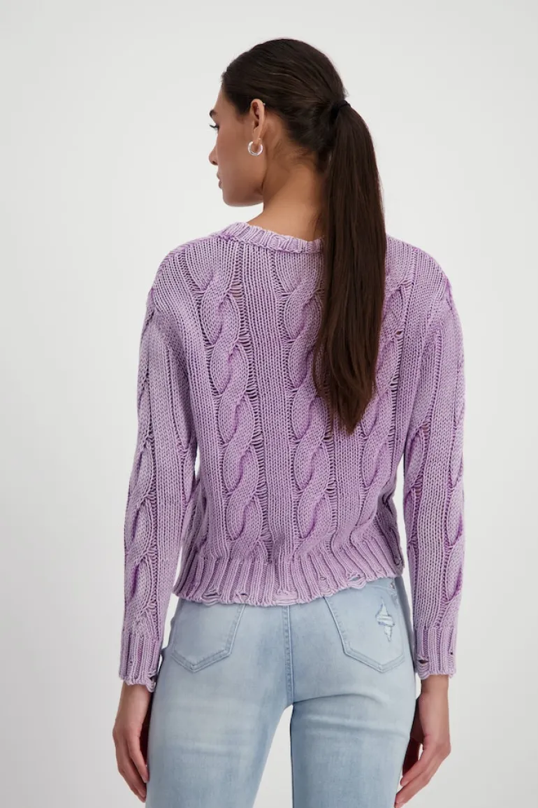 Pullover mit Zopfmuster lavender rose
