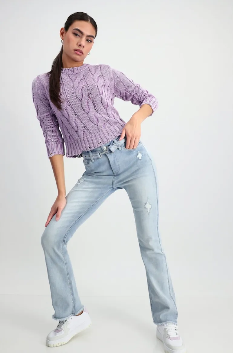 Pullover mit Zopfmuster lavender rose