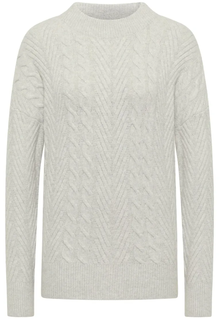 Pullover mit Zopfmuster metal grey melange