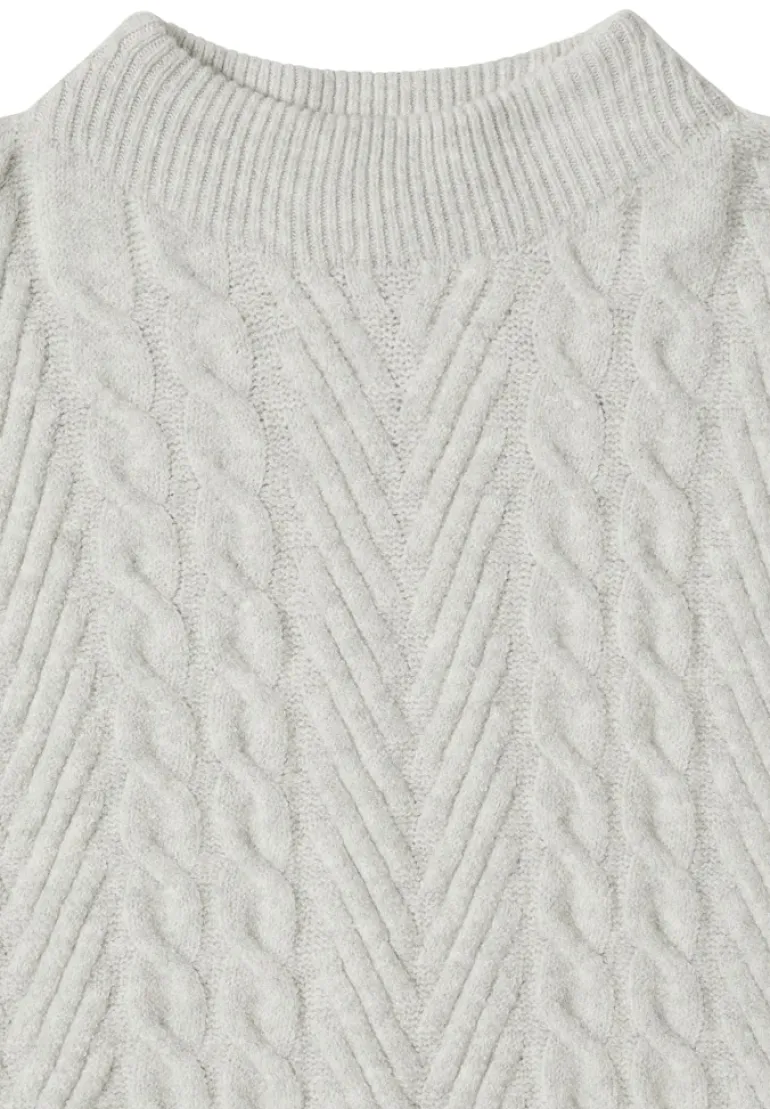 Pullover mit Zopfmuster metal grey melange
