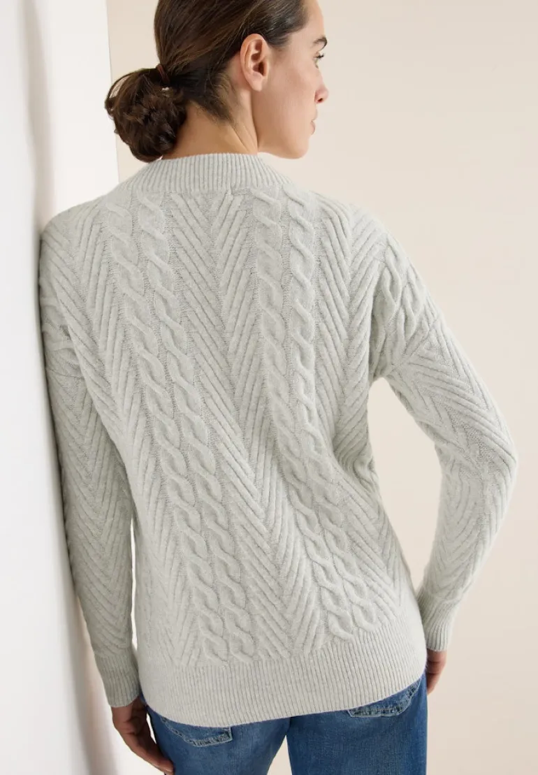 Pullover mit Zopfmuster metal grey melange