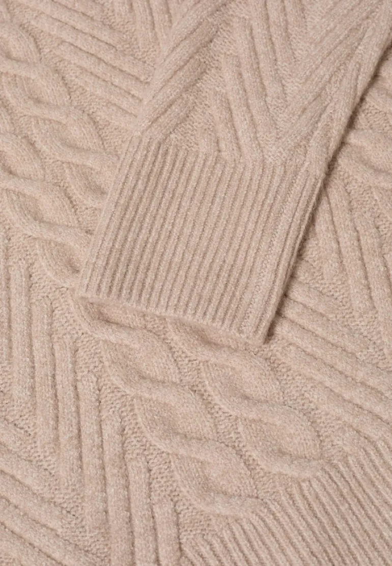 Pullover mit Zopfmuster sandalwood beige melange