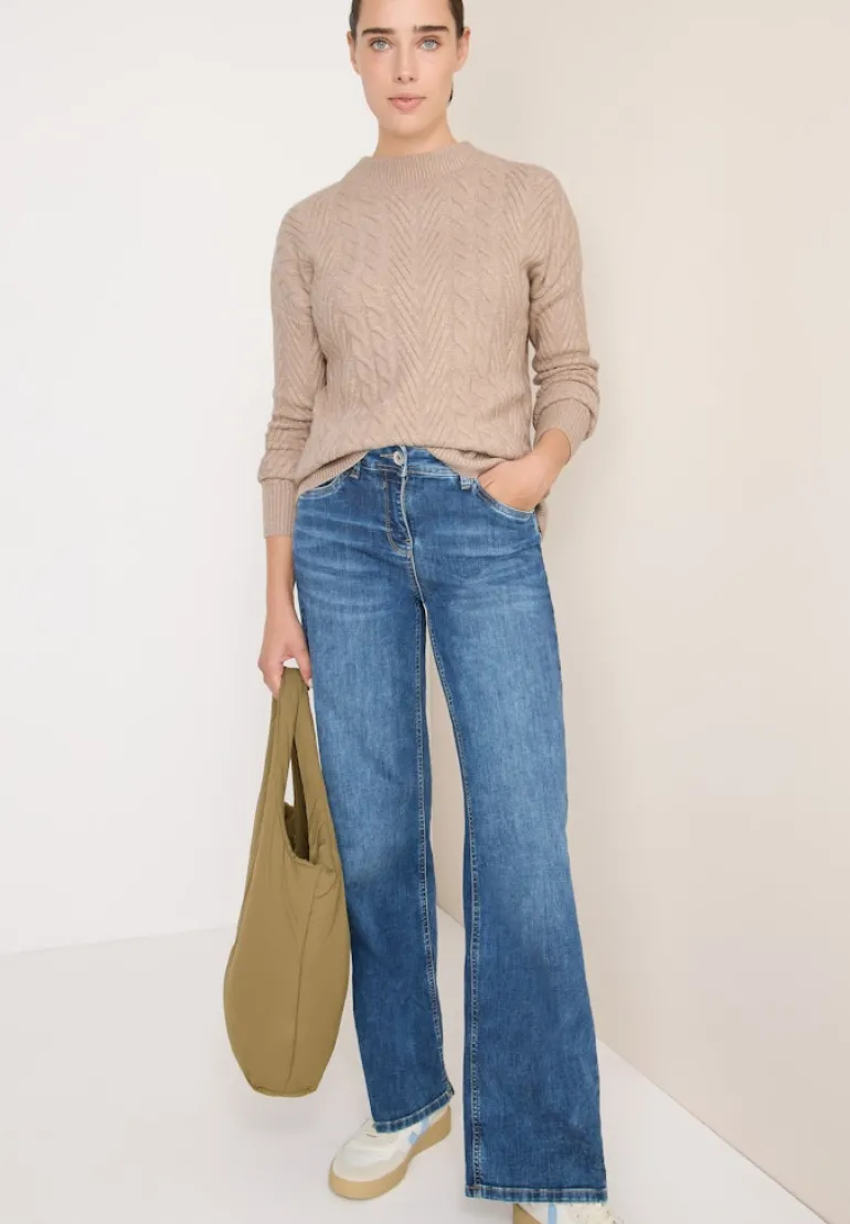 Pullover mit Zopfmuster sandalwood beige melange