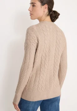 Pullover mit Zopfmuster sandalwood beige melange