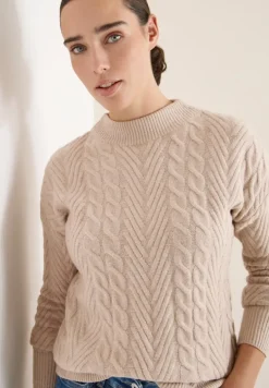 Pullover mit Zopfmuster sandalwood beige melange