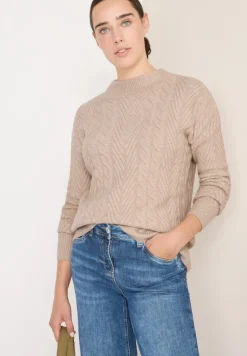 Pullover mit Zopfmuster sandalwood beige melange