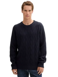 Pullover mit Zopfmuster sky captain blue