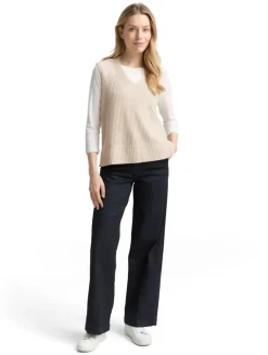 Pullunder mit V-Ausschnitt sand stone beige melange