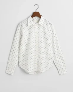 Regular Fit Bluse aus Baumwoll-Voile mit Punktemuster eggshell