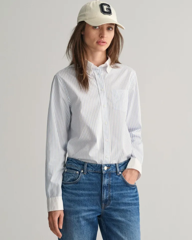 Regular Fit Bluse mit Kontrastkragen und Streifen clear sky