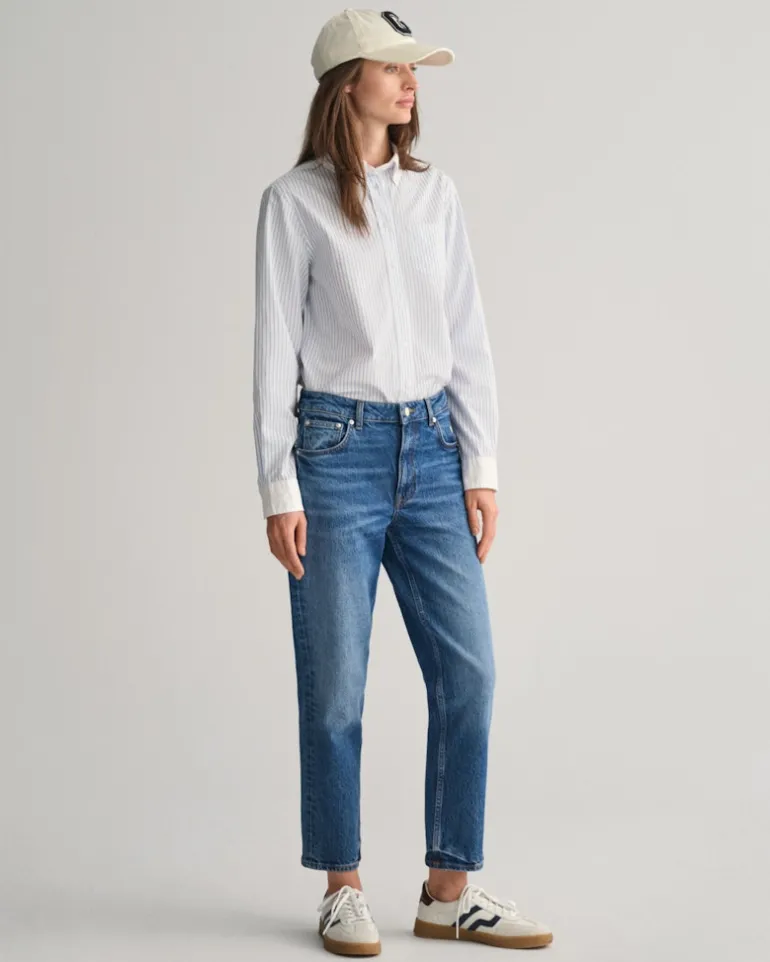 Regular Fit Bluse mit Kontrastkragen und Streifen clear sky