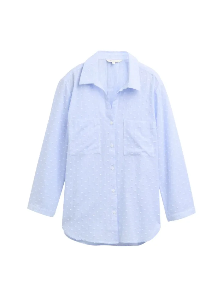Regular Fit Bluse mit Streifenmuster blue white dobby stripe
