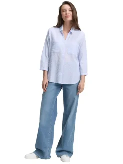 Regular Fit Bluse mit Streifenmuster blue white dobby stripe