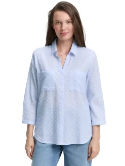 Regular Fit Bluse mit Streifenmuster blue white dobby stripe