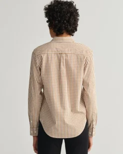 Regular Fit Broadcloth Bluse mit Vichy-Karo warm khaki