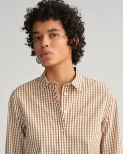 Regular Fit Broadcloth Bluse mit Vichy-Karo warm khaki