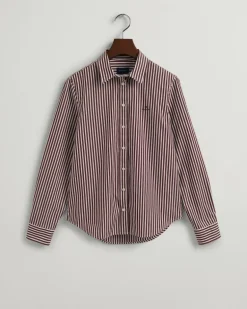 Regular Fit Broadcloth Bluse mit Streifen cocoa bean
