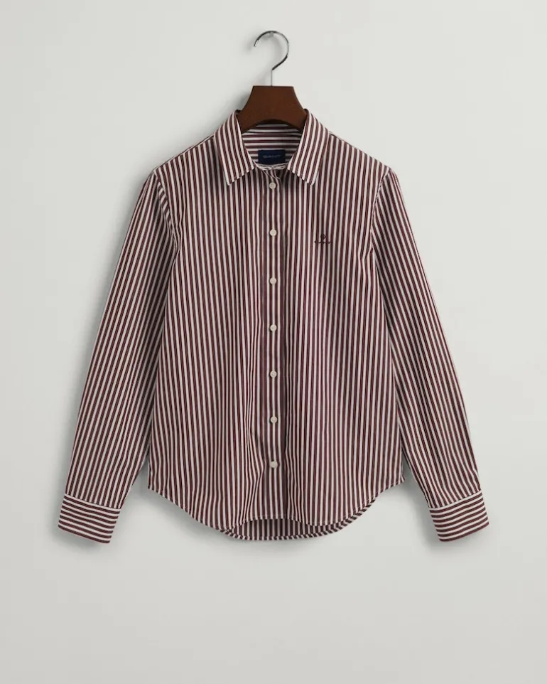 Regular Fit Broadcloth Bluse mit Streifen cocoa bean