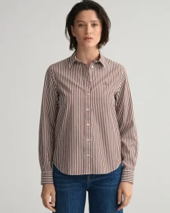 Regular Fit Broadcloth Bluse mit Streifen cocoa bean