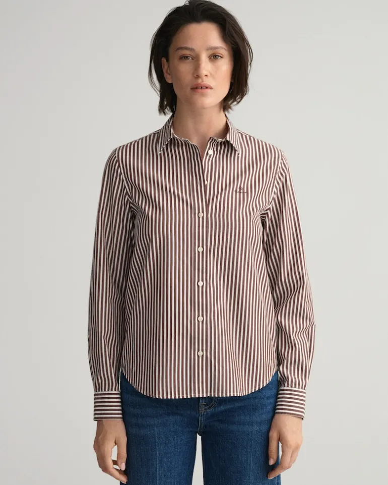 Regular Fit Broadcloth Bluse mit Streifen cocoa bean