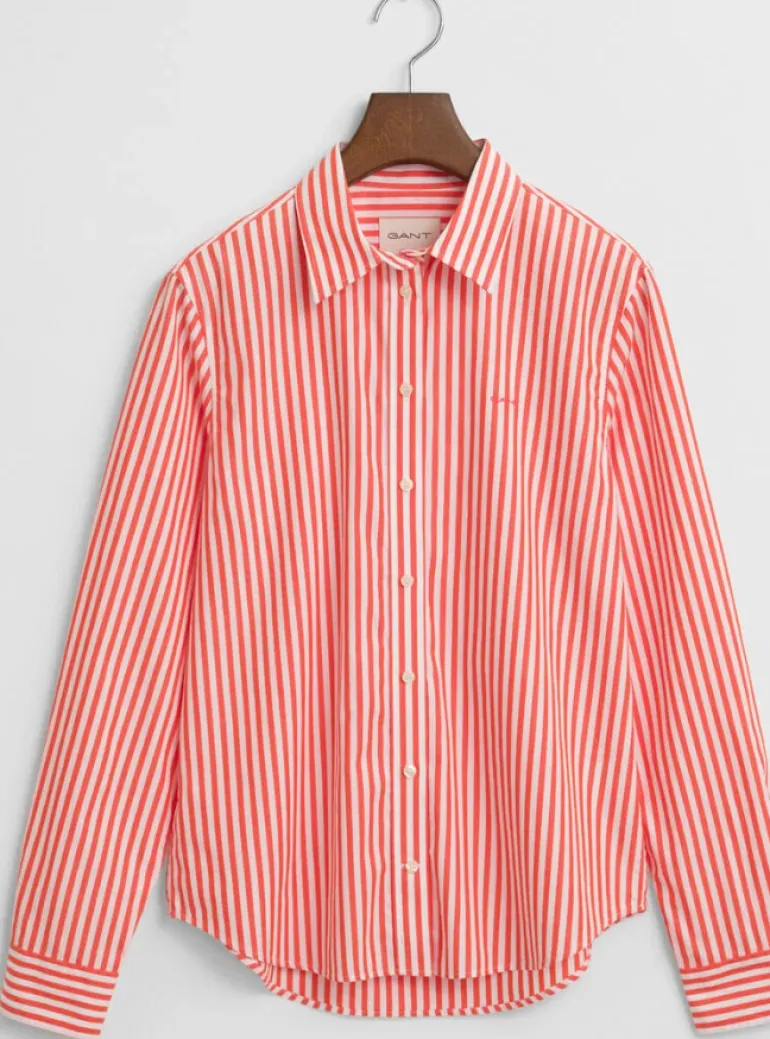 Regular Fit Classic Popeline Hemd mit Streifen bright red