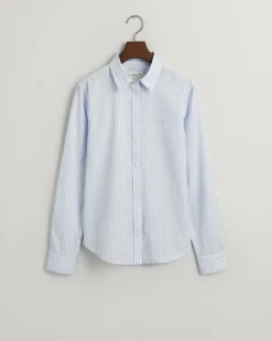 Regular Fit Classic Popeline Hemd mit Streifen light blue