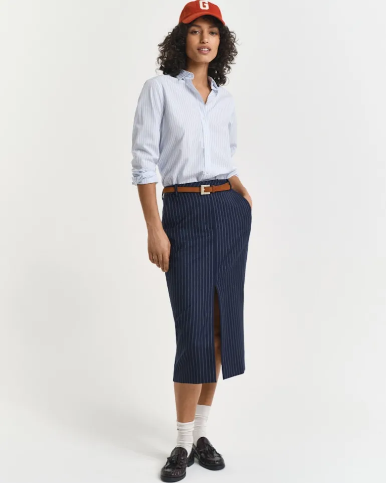 Regular Fit Classic Popeline Hemd mit Streifen light blue