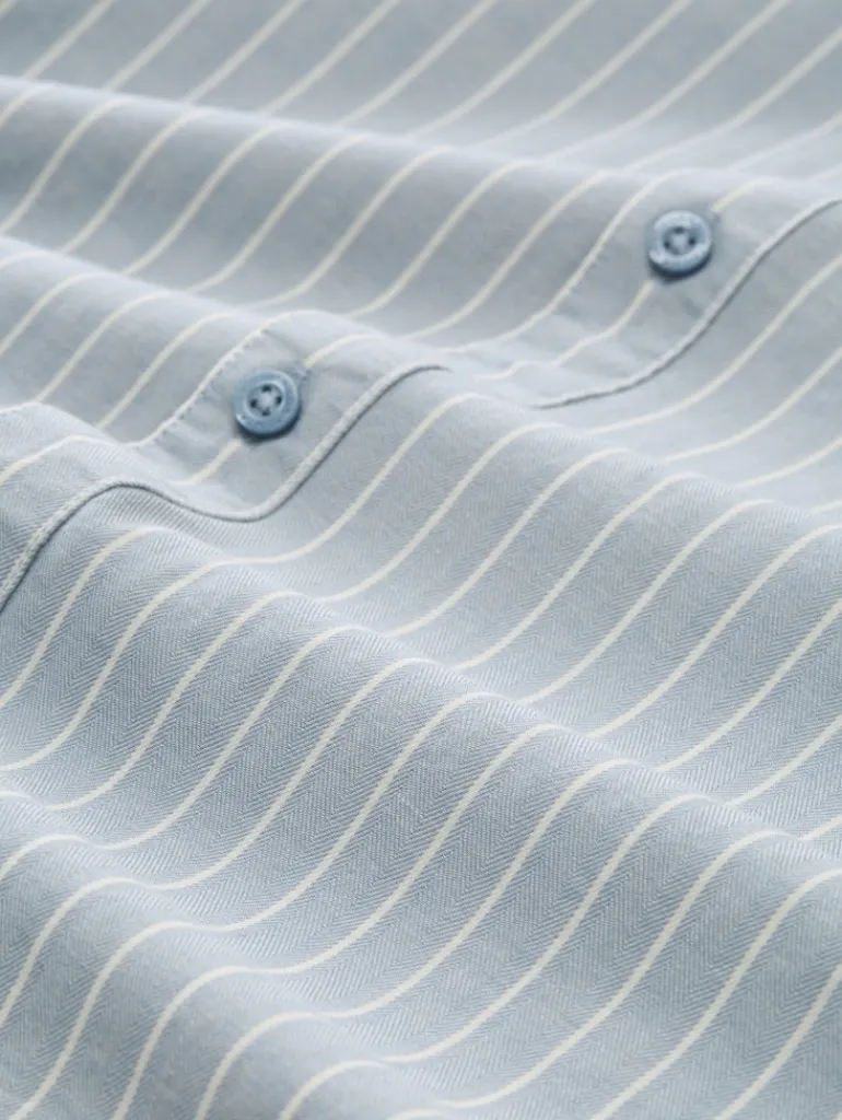 Regular Fit Flanell-Hemd mit Muster light blue fine stripe