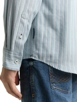 Regular Fit Flanell-Hemd mit Muster light blue fine stripe