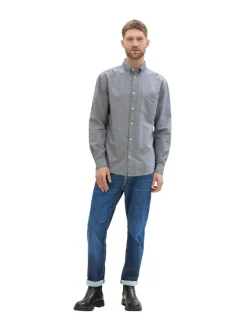 Regular Fit Hemd mit Brusttasche navy chambray