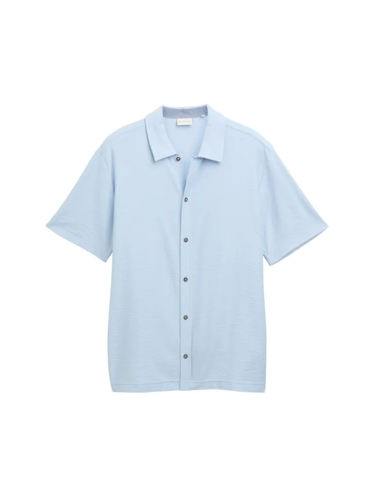 Regular Fit Kurzarmhemd aus Jersey light powder blue