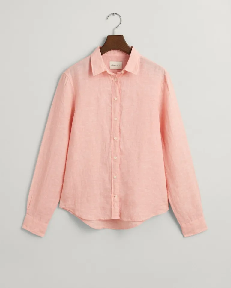 Regular Fit Leinen Chambray Bluse peachy pink