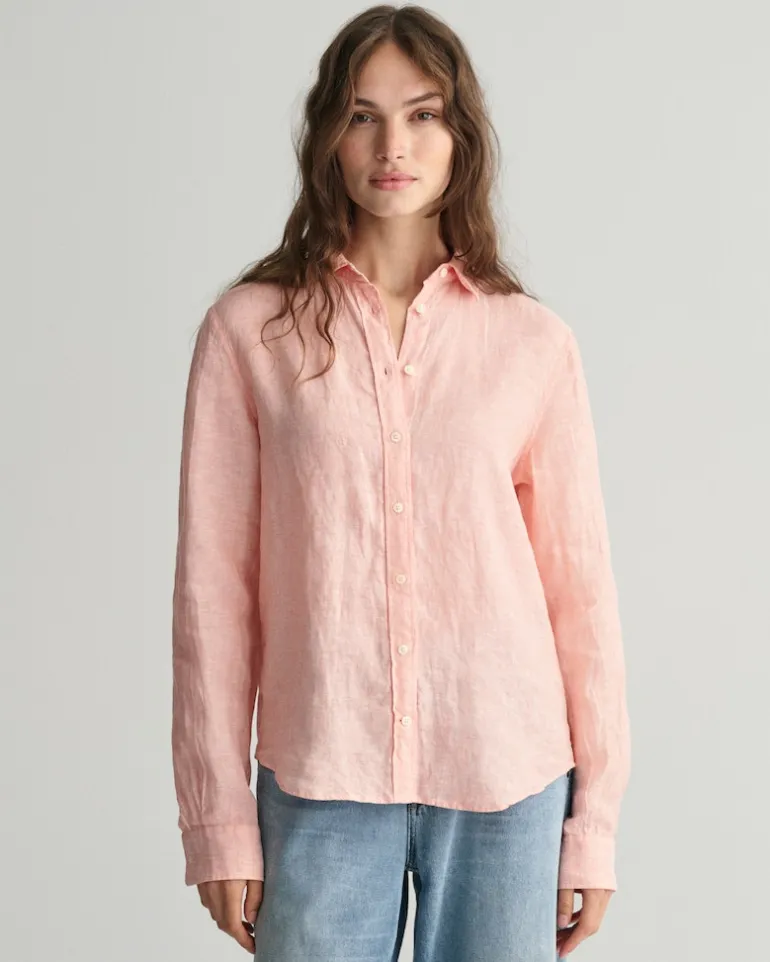 Regular Fit Leinen Chambray Bluse peachy pink