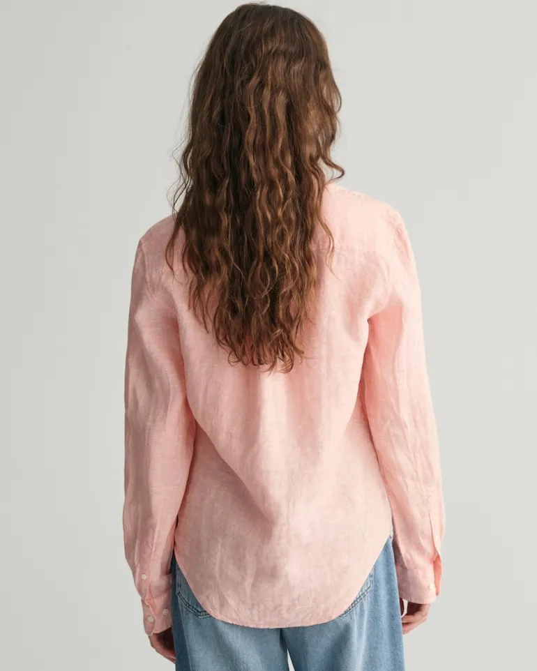 Regular Fit Leinen Chambray Bluse peachy pink