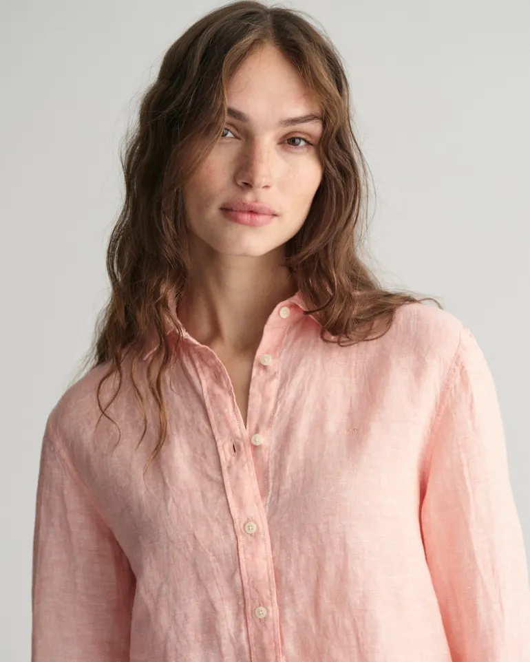 Regular Fit Leinen Chambray Bluse peachy pink