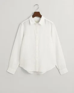 Regular Fit Leinen Chambray Bluse white