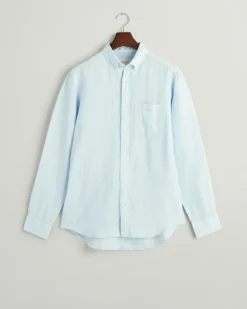 Regular Fit Leinen Hemd mit Streifen capri blue