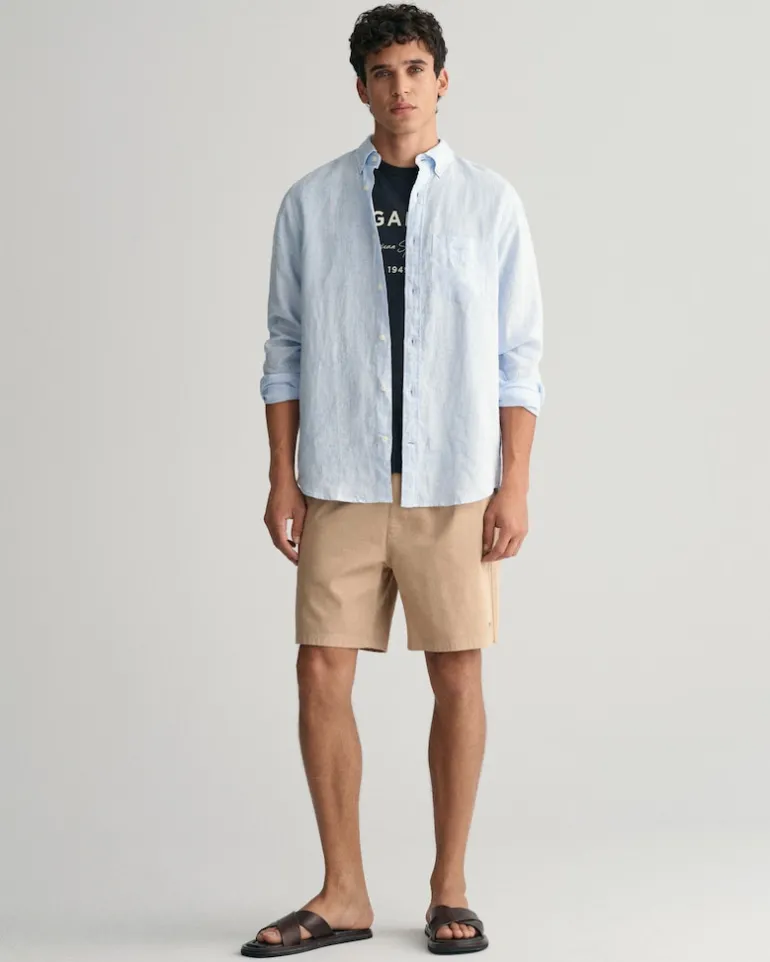 Regular Fit Leinen Hemd mit Streifen capri blue