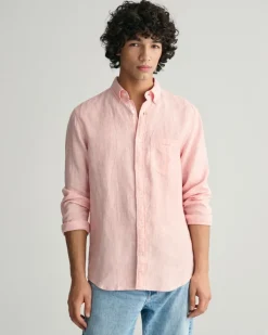 Regular Fit Leinen Hemd mit Streifen peachy pink