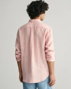 Regular Fit Leinen Hemd mit Streifen peachy pink